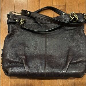 Coach brown gold accent double handle bag